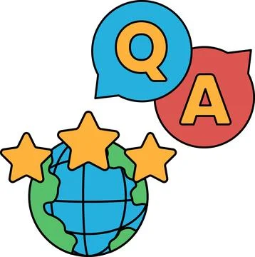 A globe with three stars and a question mark Stock Illustration
