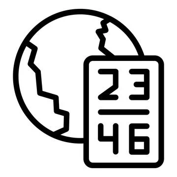 Globe time zone icon outline vector. Clock map Stock Illustration