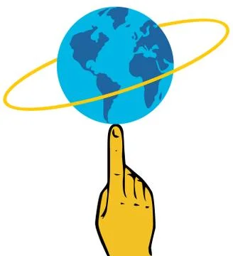 Globe at the tip of the finger Stock Illustration
