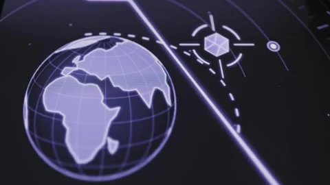 Globe tracker follows approaching space object 库存影片 342496488