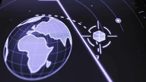 Globe tracker follows approaching space object Stock Photos