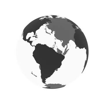 Globe transparent icon withblack map of the continents of the world isolated. Stock-Illustration