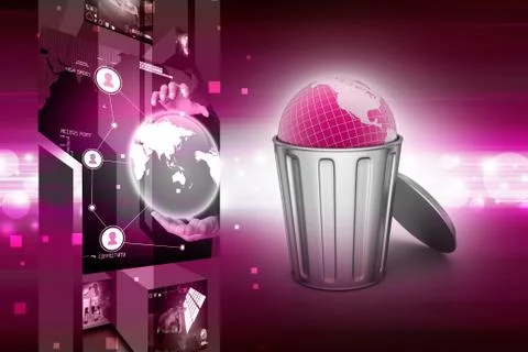 Globe in trash bin Stock-Illustration