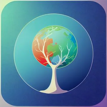 Globe tree vector logo Illustrazione stock