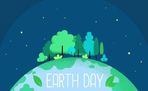Globe with trees space view banner vector Stock Illustration