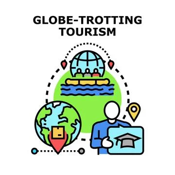 Globe trotting exploring global education and business tourism Stock Illustration