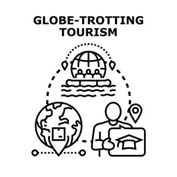 Globe trotting exploring global education and business tourism Stock Illustration
