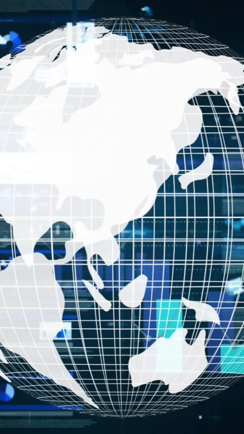 Globe turning with binary codes and statistical data 4k Stock Footage 342676686