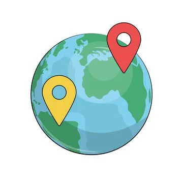 Globe with two locations. Stock Illustration