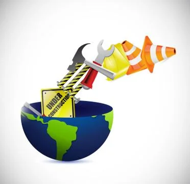 Globe under construction illustration design Illustrazione stock