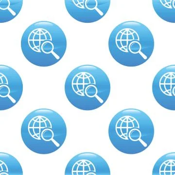 Globe under loupe sign pattern Illustrazione stock