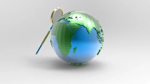 Globe under magnifying on white background. Stock Footage 91112517