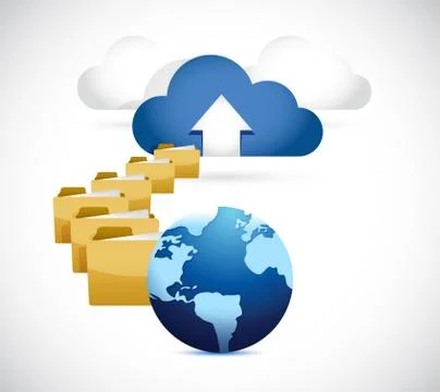 Globe uploading info to cloud. cloud computing Illustrazione stock