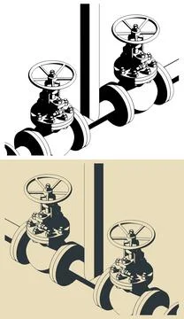 Globe valves close-up Illustrazione stock