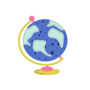 Globe vector cartoon illustration on the white background Stock Illustration
