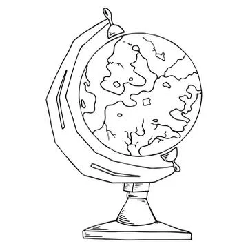 Globe. Vector of a globe. Earth. Planet Earth. Hand drawn globe. Stock Illustration