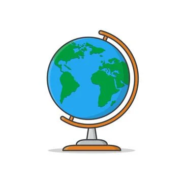 Globe Vector Icon Illustration. Flat Planet Earth Icon. World Map Stock Illustration