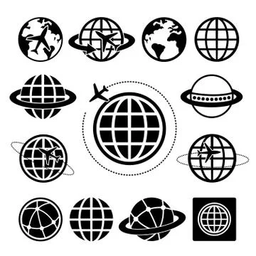 Globe vector icons set Stock Illustration