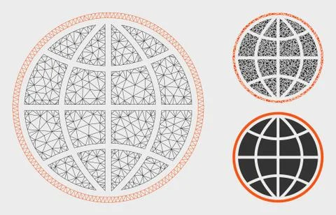Globe Vector Mesh 2D Model and Triangle Mosaic Icon Illustrazione stock