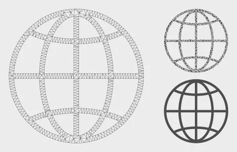 Globe Vector Mesh Network Model and Triangle Mosaic Icon Illustrazione stock