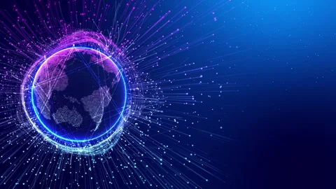 Globe virtual planet Earth. Digital technology cyberspace earth planet. Hologram Stock Footage 313619828