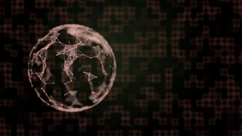 Globe virtual projection of plexus pattern coming closer over squared background Stock Footage 121921830