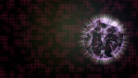 Globe virtual projection of plexus pattern coming closer and illuminating over Stock Footage 121935025