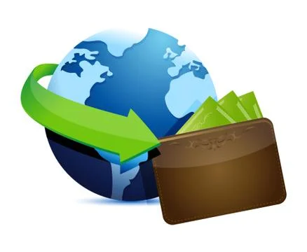 Globe wallet Stock Illustration
