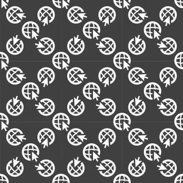 Globe web icon. flat design. Seamless pattern. Stock Illustration