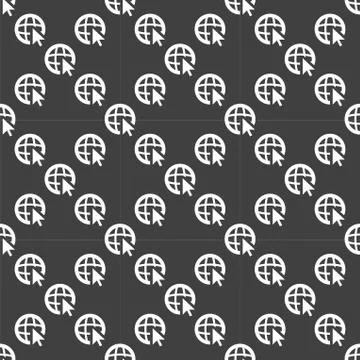 Globe web icon. flat design. Seamless pattern. Illustrazione stock