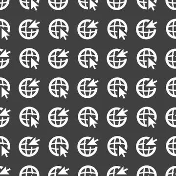 Globe web icon. flat design. Seamless pattern. Illustrazione stock