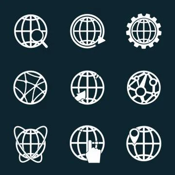 Globe white icons Stock Illustration