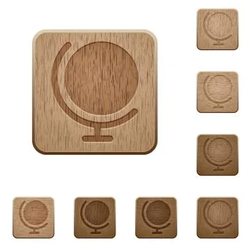 Globe wooden buttons Stock Illustration