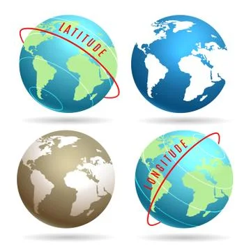 Globe Word Map Emblem set Stock Illustration