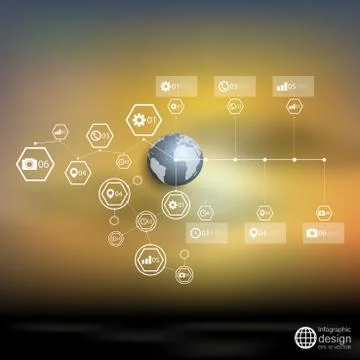Globe world, blurred infographic vector template for business design Illustrazione stock