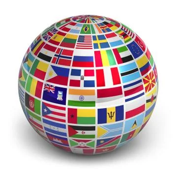 Globe with world flags Illustrazione stock