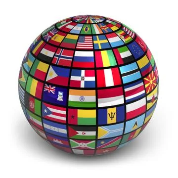 Globe with world flags Stock Illustration