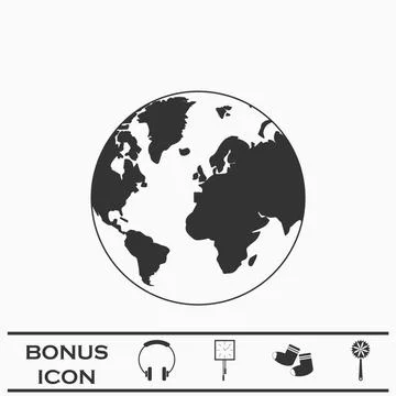 Globe world icon flat Stock Illustration