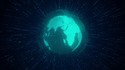 Globe World Map Abstract Tech Earth Big Data Ai Network Metaverse Next Stock Footage 347121892