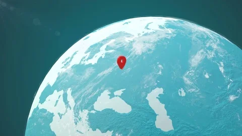 Globe with World Map and Markers over New York, United States and Moscow, Russia Stock Footage 80124472