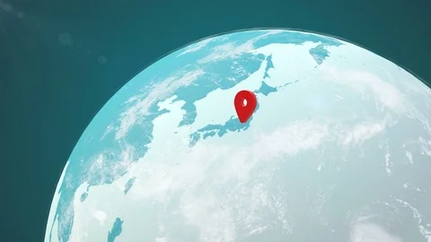 Globe with World Map and Markers over New York, United States and Tokyo, Japan Stock Footage 80124512
