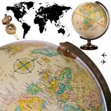 Globe - World Map - Cutout Stock Photos