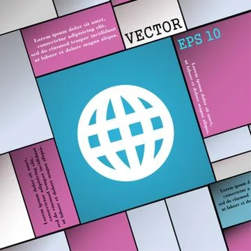 Globe, World map geography icon sign. Modern flat style for your design. Vect Stock Illustration