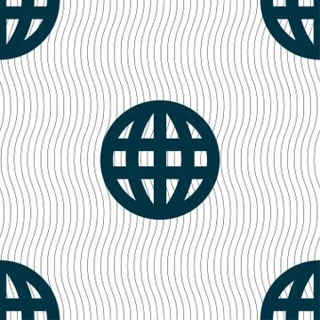 Globe, World map geography icon sign. Seamless pattern with geometric texture 스톡 일러스트