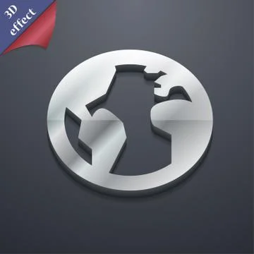 Globe, World map geography icon symbol. 3D style. Trendy, modern design with spa Illustrazione stock