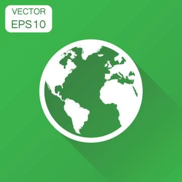 Globe world map icon. Business concept round earth pictogram. Vector illustra Stock Illustration