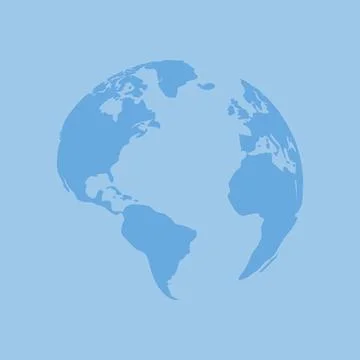 Globe world map with shadow on blue background. Earth hemispheres with Stock Illustration