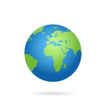 Globe world map with shadow on a white background Stock Illustration