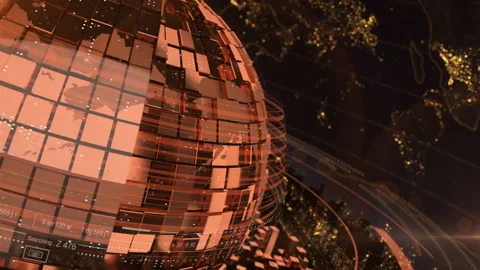 Globe. World map technological broadcast opener. Stock Footage 133628182