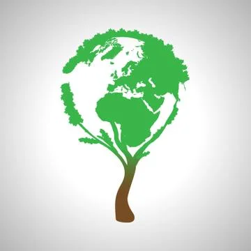 Globe world map on a tree, vector Illustrazione stock